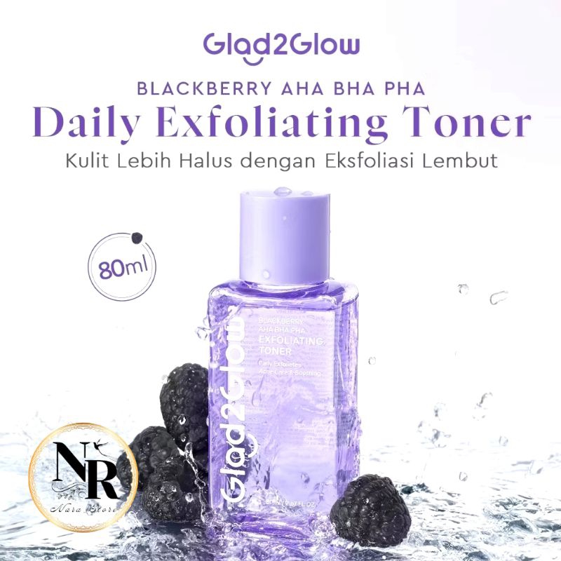 NaRa_StoRe 🌻 GLAD2GLOW Blackberry AHA BHA PHA Daily Exfoliating Toner 80ml | G2G Toner Eksfoliasi