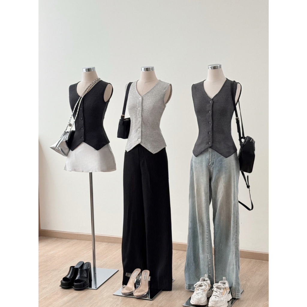Kadaka T-0537 Vest Top Ribbed Knit | Atasan Rompi Wanita