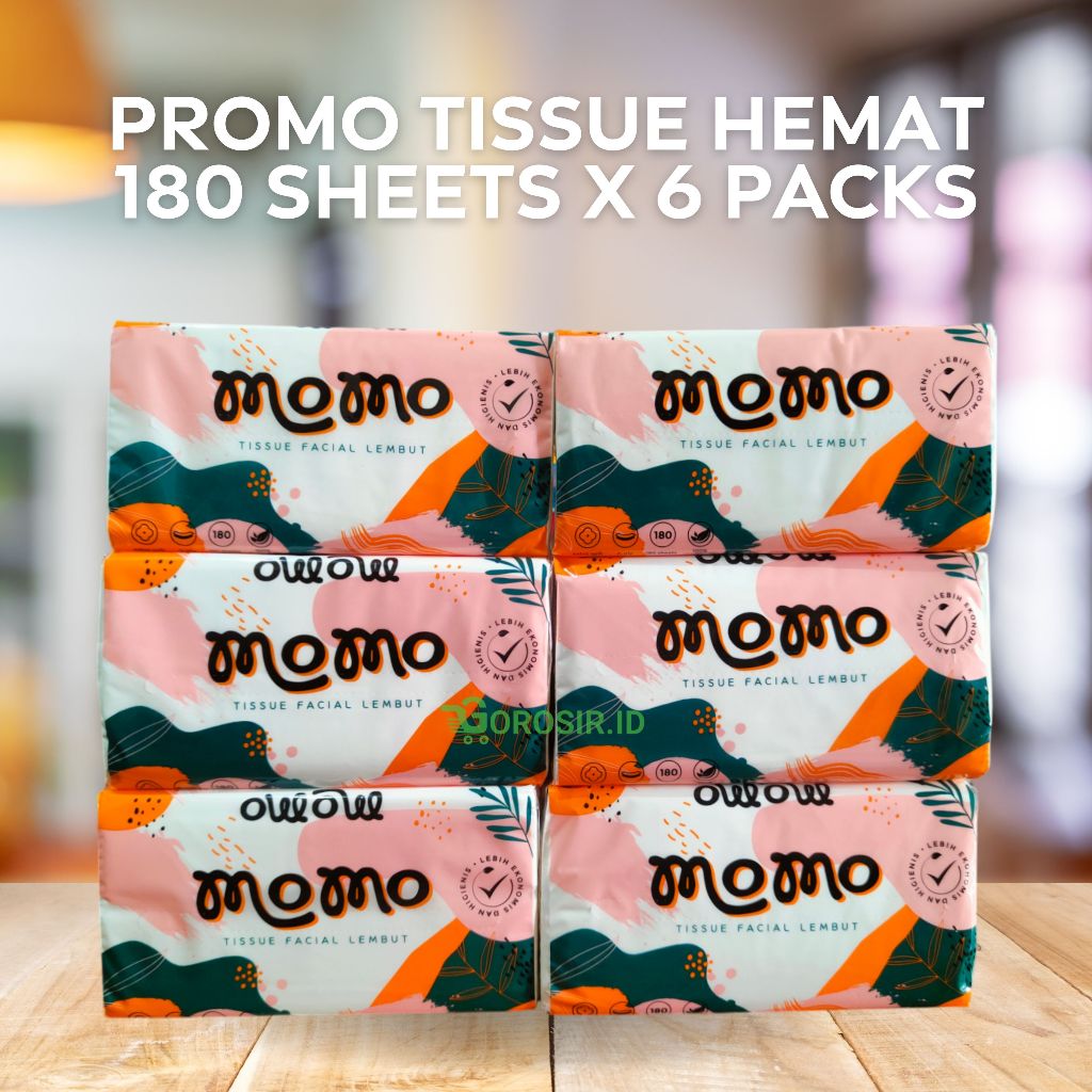 momo tissue 180 sheets 2 ply 6 Pack