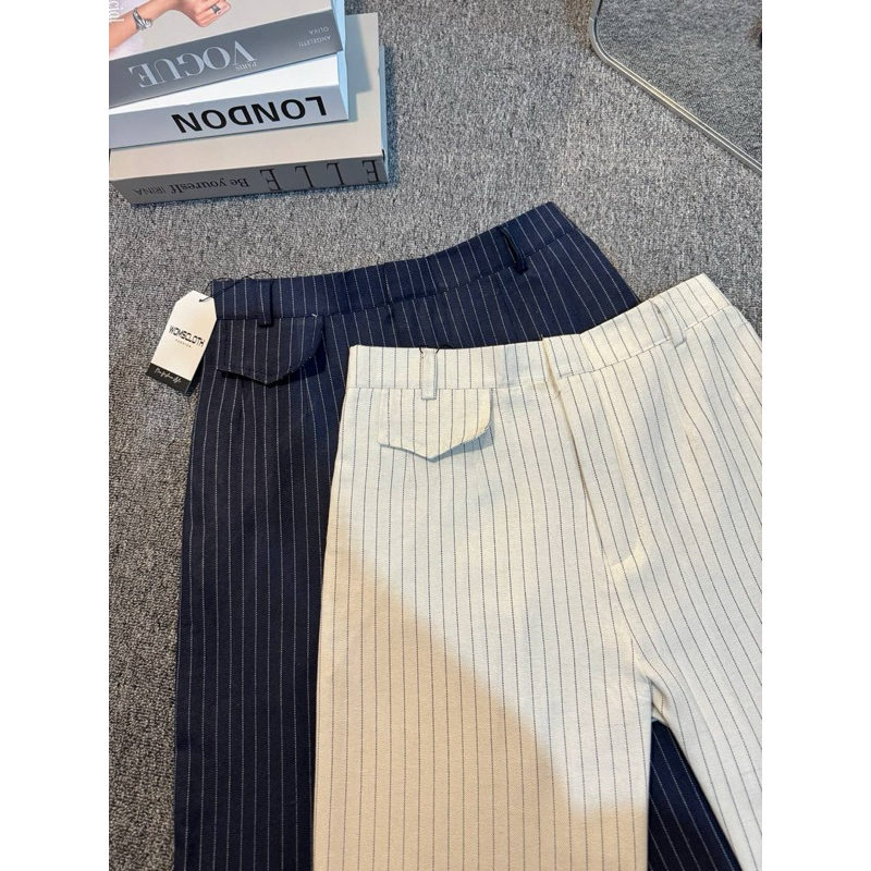 Womscloth - Oro Pants Stripe Bangkok - Celana Anti Kusut - Celana Panjang Korean Style - Celana Panjang Highwaist