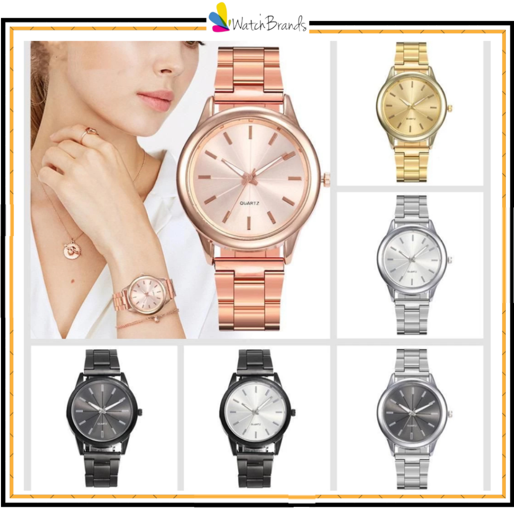 WBS Jam Tangan Wanita Analog Quartz Casual Fashion Strap Rantai Stainless Steel Couple Pria JF086