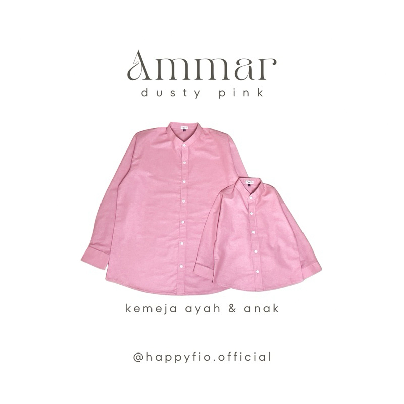 43. Kemeja Koko Couple Ayah Anak Lengan Panjang Ammar warna Dusty Pink by Happyfio