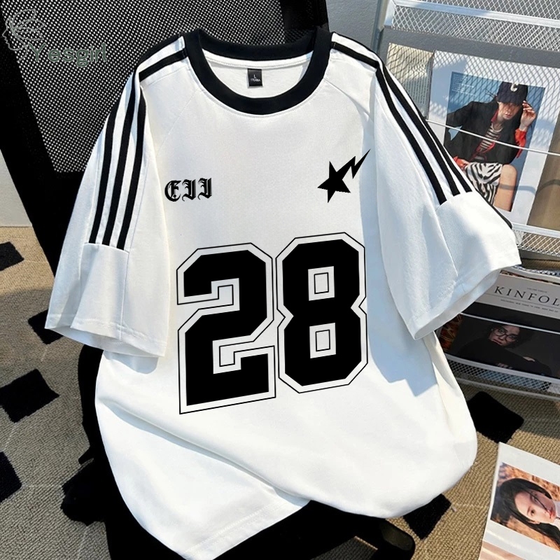 kaos premium Motif Angka 28 Atasan Wanita Kekinian Korean St