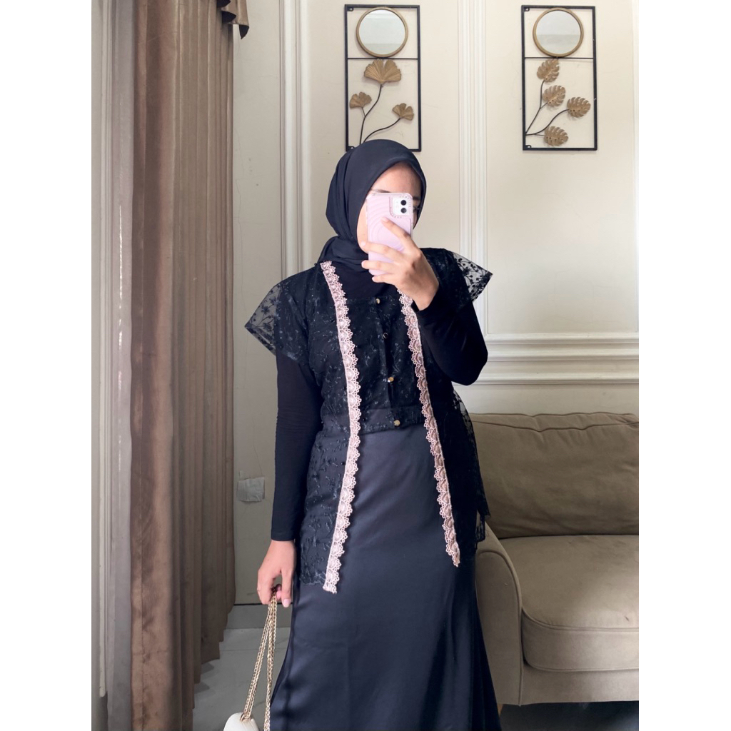 Zora outer brukat etnik vest tille cardigan lace outer kebaya kondangan mewah - blazer wanita atasan casual