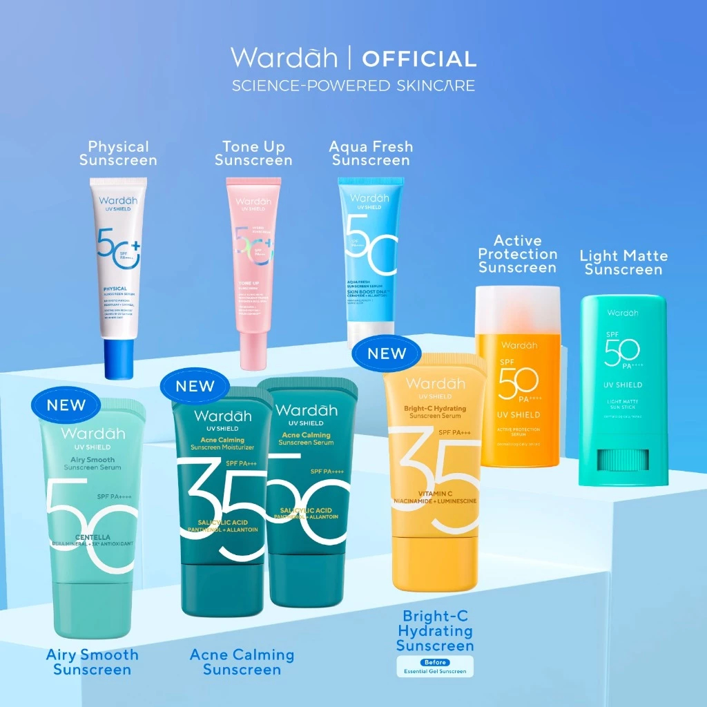 MFI - WARDAH SUNSCREEN UV SHIELD SERIES SPF 35 AQUA FRESH SPF 50 ACTIVE PROTECTION SPF 50 LIGHT MATTE SUN STICK
