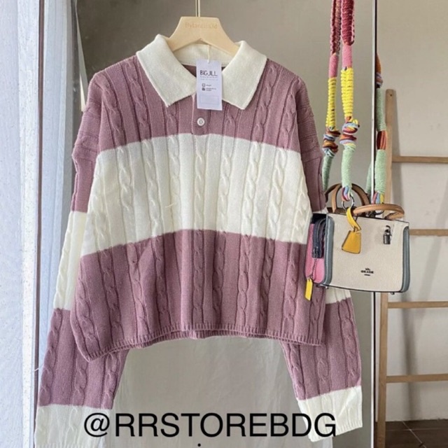 CROP TOP CABLE SWEATER RAJUT PREMIUM/SWETER CROP TOP RAJUT