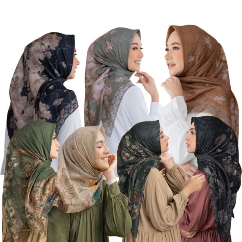 Hijab Segiempat Motif Scraf / Jilbab Segi Empat Motif Denaay / Voal Motif Denay / Bisa Seragam Motif