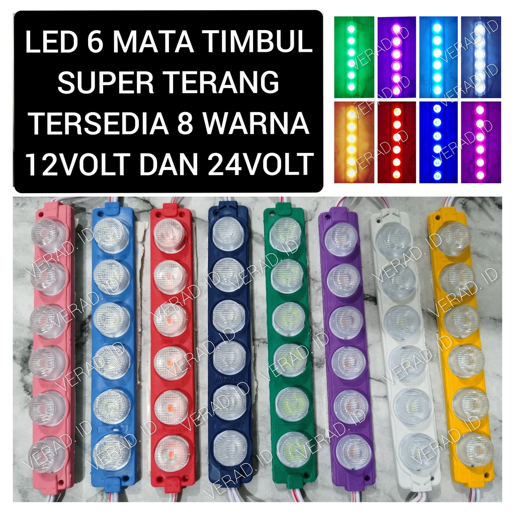 Lampu Led kolong variasi truk mobil motor 6 mata jumbo timbul besar 3030 6W 12V 24V 12 Volt 24 Volt