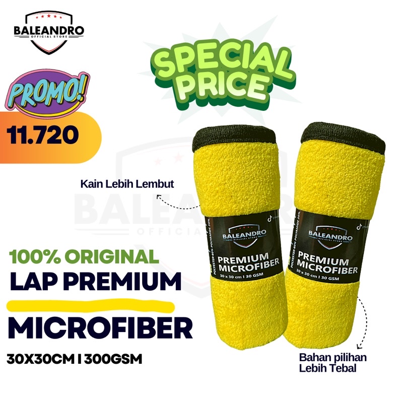 Kain Lap Microfiber Mobil dan Motor PREMIUM MICROFIBER Serbaguna Uk.30x30cm Multifungsi