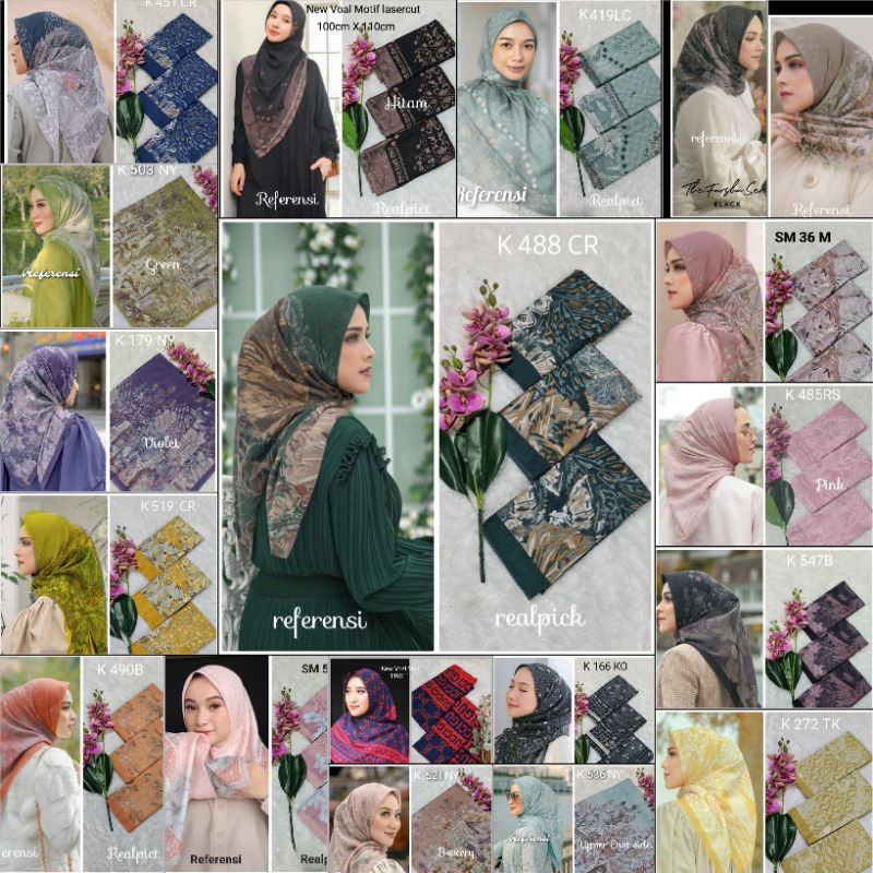 jilbab voal motif premium laser cut terbaru 2022 mewah laris kekinian tukey jorney denay kw button scarves