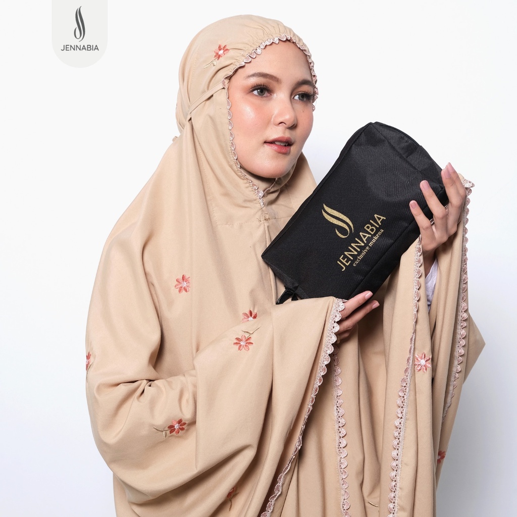 JENNABIA - Mukena Dewasa Katun Premium Bordir Floral Travelling Murah