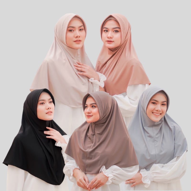 Jilbab Kerudung Hijab Instan Bergo Hamidah Jersey Jumbo Polos