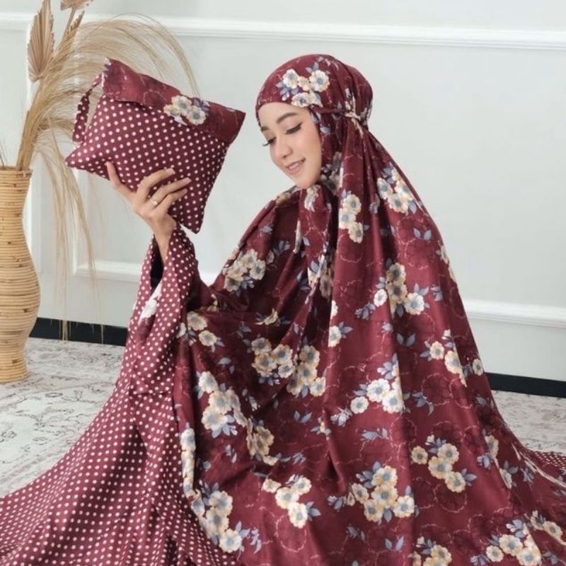 Mukena dewasa rayon jumbo setelan bahan katun rayon dingin dipakai mukena  Bali  Premium  Rp.170.000.-