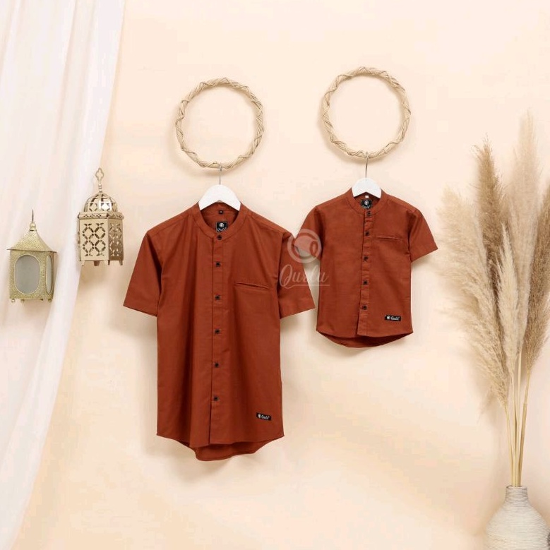 Qurlu - Kemeja Koko Dewasa / Anak Warna TERRACOTTA / BATA TUA (bisa couple ayah anak)