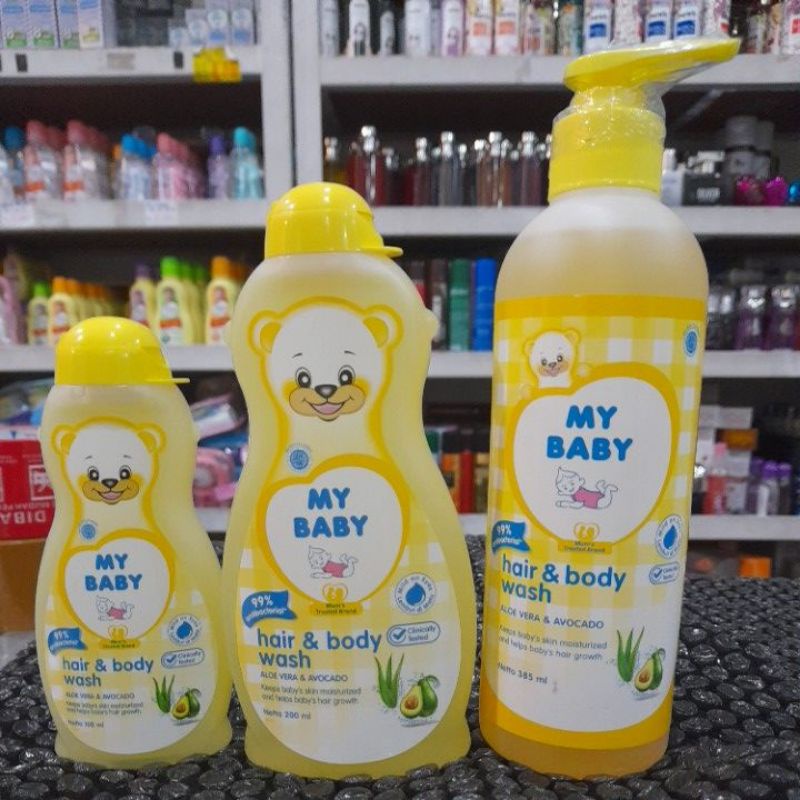 Sabun cair bayi | My baby hair n body wash kuning 385 ml,100ml,200ml