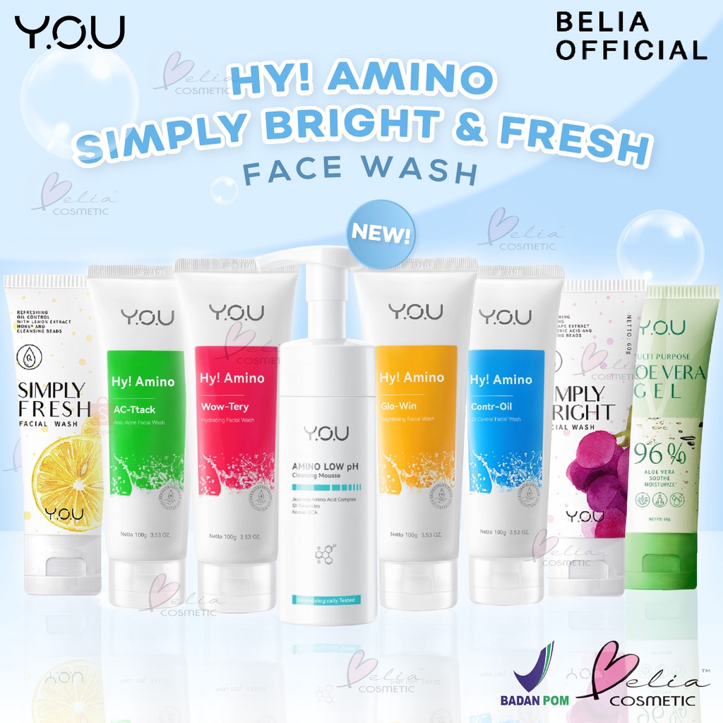 YOU Hy! Amino Facial Wash 100g | Oil Control | Brightening | Anti-Acne | Hydrating | Sabun Cuci Muka | Pembersih