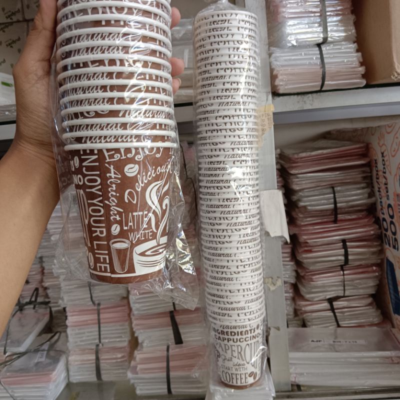 Cup Gelas Kertas isi 50 ukuran 8oz paper cup kopi