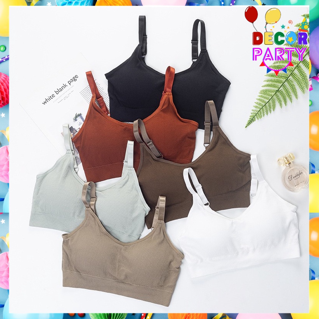 DP Bra Wanita Tanpa Kawat Bahan Rajut Tali 6715 Bra Model Seamless dgn Tali Strap dan Isi Busa Bergaya Sexy Bra Sport