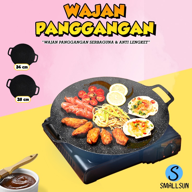 (SS) Alat Panggangan BBQ Grill Pan Korean Wajan Bulat Anti Lengket Serbaguna