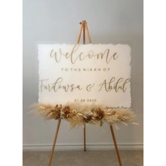 Standing Welcome Sign Acrylic Wedding Sign Akrilik Hiasan Bunga (Sewa Depok)