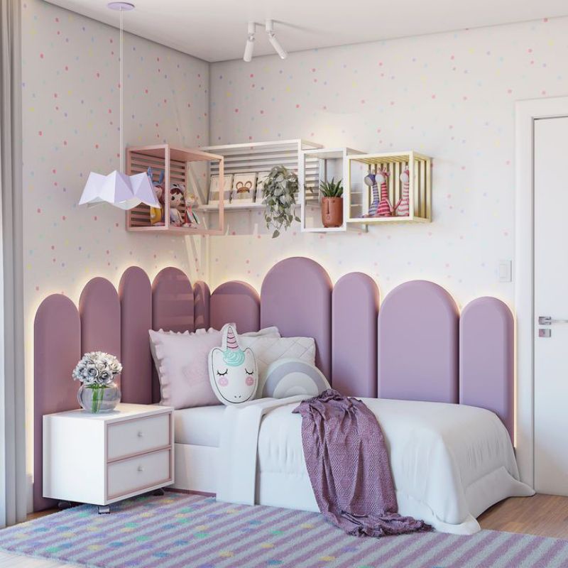 Headboard lampu, wall panel, headboard kamar anak, furniture ruang bermain anak