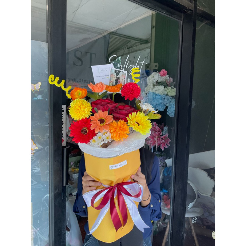 Buket Bunga Artificial Korean Style Round Bouquet