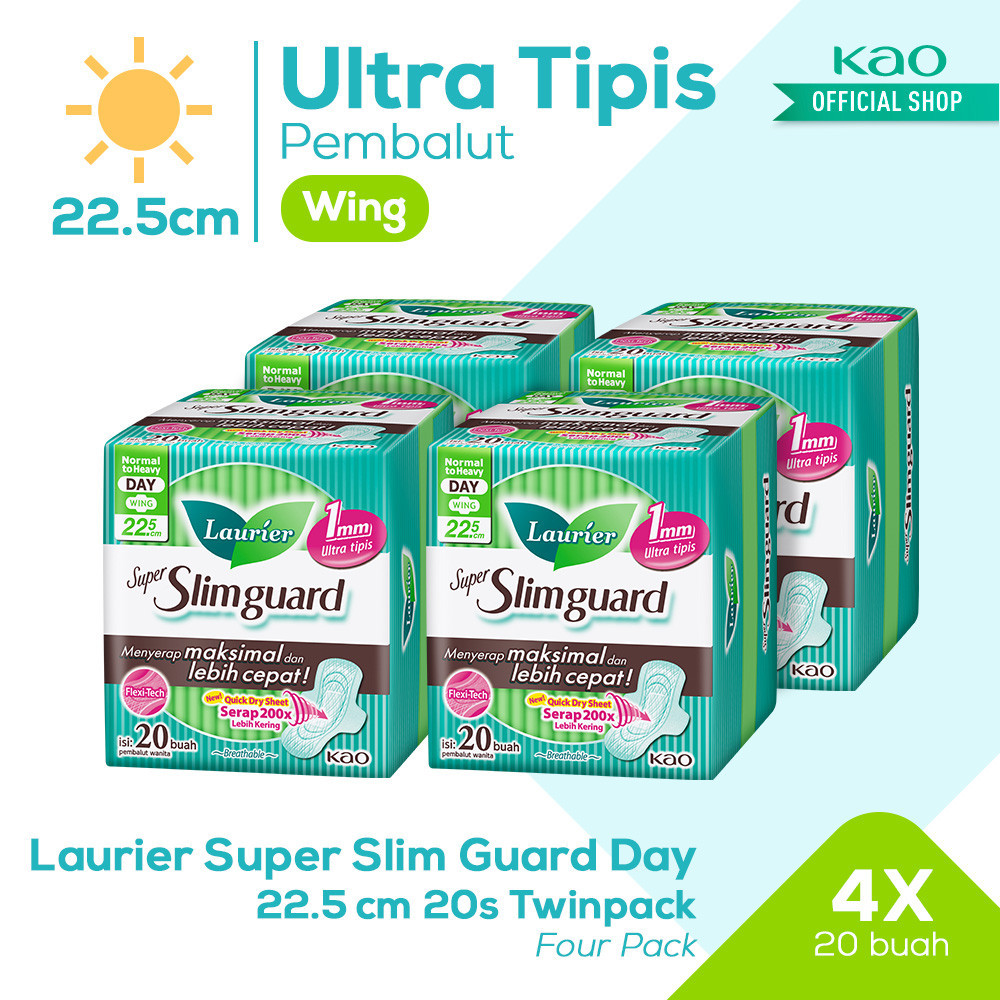 Laurier Super Slimguard Pembalut Wanita Day 22,5cm 20s Four Pack