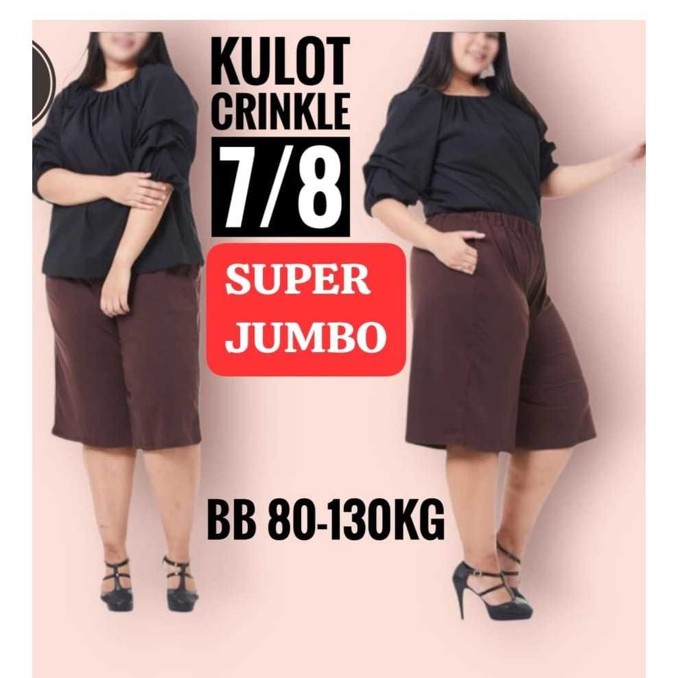 Kulot Pendek Super Jumbo Crinkle Airflow Big Size dibawah Lutut