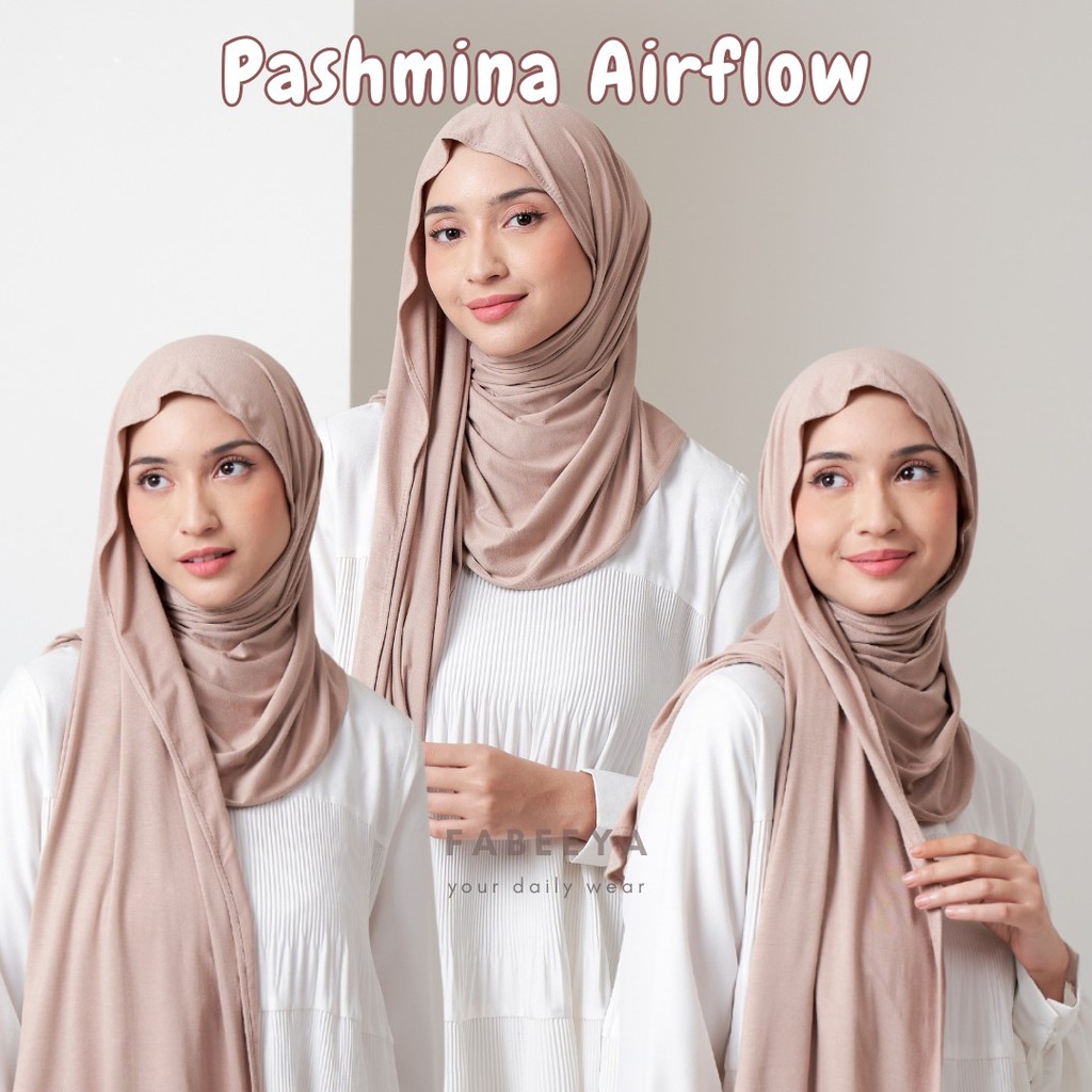 Fabeeya - Pashmina Airflow Cooltech Kaos Rayon Premium Meleyot Kerudung Hijab Shawl