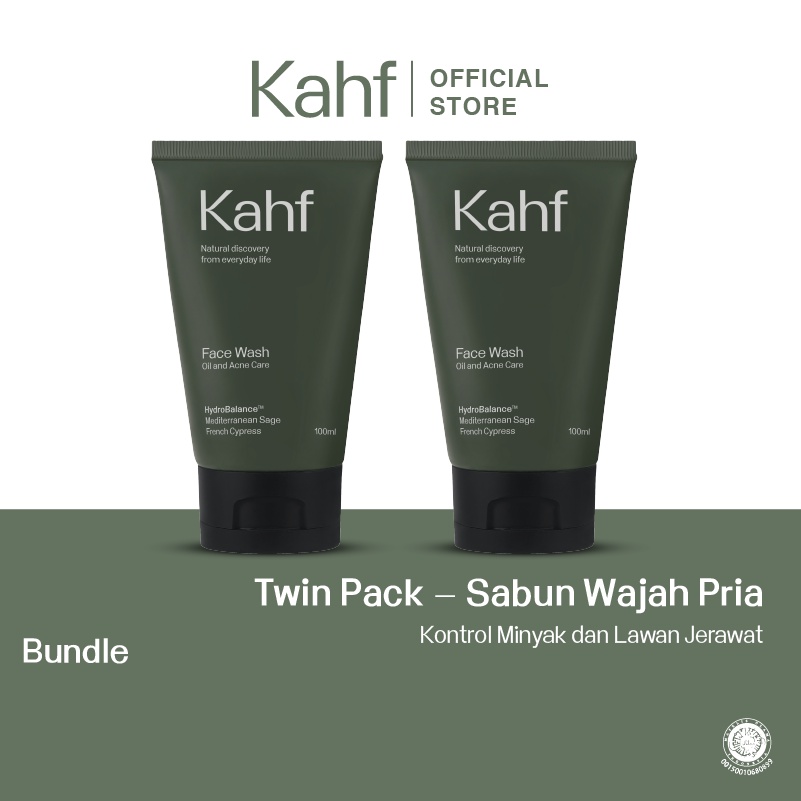 Kahf Oil and Acne Care Face Wash 100 ml Twin Pack - Sabun Pembersih Wajah Pria (Lawan Jerawat)